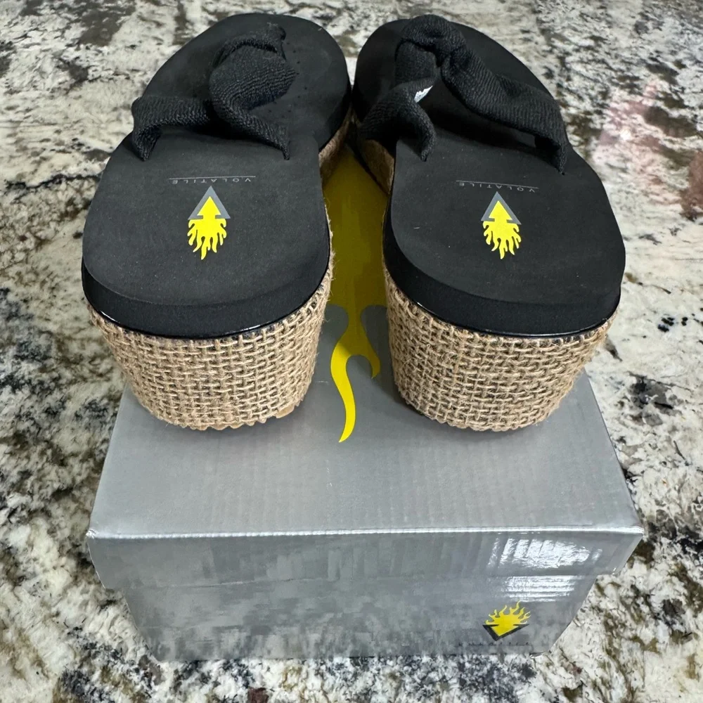 Volatile Black Espadrille Flip-Flops‎